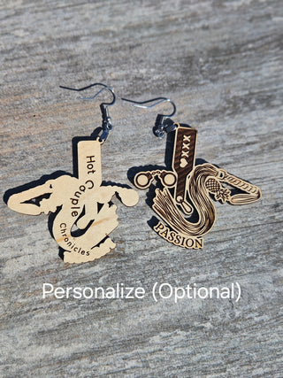 Passion BDSM Laser Engraved Wooden Earrings