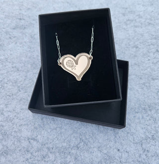 Limited Edition: Sterling Silver Mirrored Acrylic Upside-Down Pineapple Heart Necklace