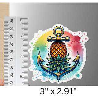 Nautical Pineapple and Anchor Waterproof Sticker