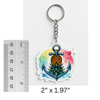 Nautical Pineapple Keychain Acrylic Zipper Pull for the Swinger Lifestyle