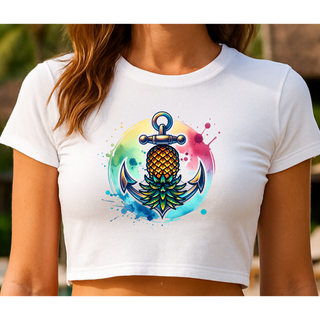 Nautical Upside Down Pineapple Crop Top for the Swinger Lifestyle Clothing