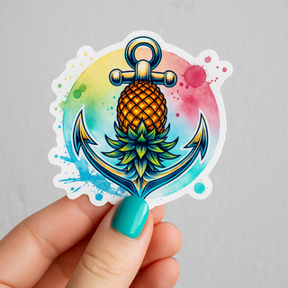 Nautical Pineapple and Anchor Waterproof Sticker