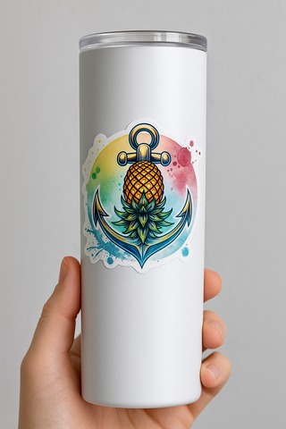 Nautical Pineapple and Anchor Waterproof Sticker