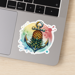 Nautical Pineapple and Anchor Waterproof Sticker