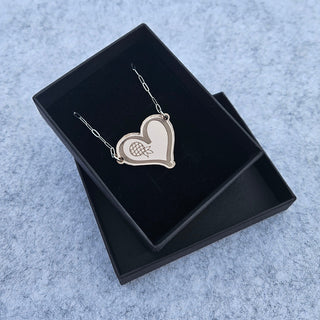 Limited Edition: Sterling Silver Mirrored Acrylic Upside-Down Pineapple Heart Necklace