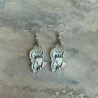 Good Girl Acrylic Earrings – Small, Bold & Playful Statement Jewelry for A Submissive