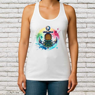 Nautical Pineapple Racerback Tank Top for Women's Sizes - Swinger Clothing