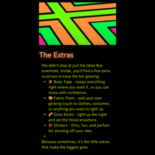 The Flirty Glow Box – Shirt, Stickers, Earrings, Temporary Tattoos