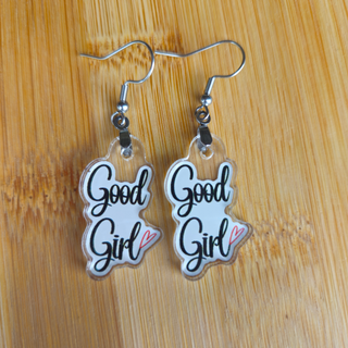 Good Girl Acrylic Earrings – Small, Bold & Playful Statement Jewelry for A Submissive