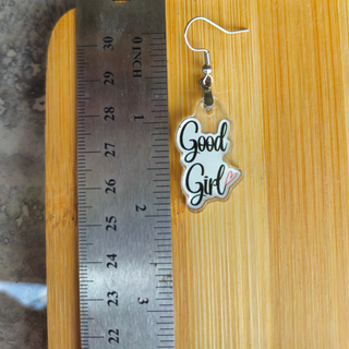 Good Girl Acrylic Earrings – Small, Bold & Playful Statement Jewelry for A Submissive