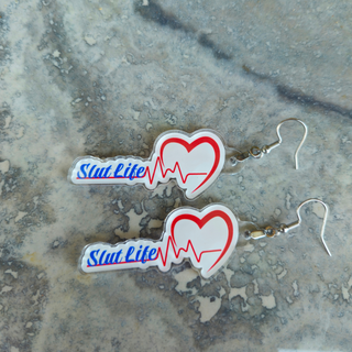 Slut Life Heartbeat Earrings – Bold Statement Dangle Jewelry for Party & Lifestyle Vibes