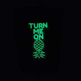 Glow-in-the-Dark “Turn Me On” Sticker – Upside Down Pineapple- DieCut