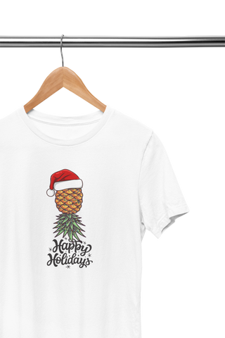 Happy Holidays Santa Pineapple T-Shirt - Unisex - Crew Neck