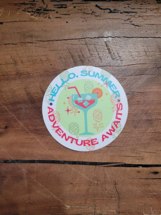 The Summer Adventure Begins, Upside Down Pineapple Sticker, Cocktail Drink Sticker, Swinger Sticker for Tumbler, Tropical Drink Sticker,