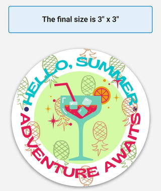 The Summer Adventure Begins, Upside Down Pineapple Sticker, Cocktail Drink Sticker, Swinger Sticker for Tumbler, Tropical Drink Sticker,