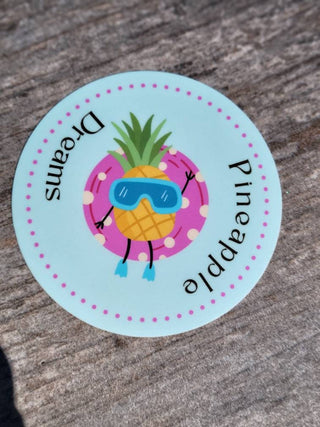 Pineapple Dreams Sticker, Pineapple Pool Sticker, Beach Bag Sticker, Tumbler Sticker, Pineapple Pool Sticker, Lifestyle Sticker