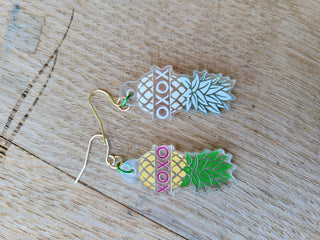 Upside Down Pineapple Earrings, Swinger Pineapple Earrings, Swinger Love XOXO Earrings, Pineapple Swinger Earrings, Alternative Lifestyle