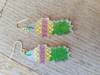Upside Down Pineapple Earrings, Swinger Pineapple Earrings, Swinger Love XOXO Earrings, Pineapple Swinger Earrings, Alternative Lifestyle