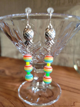 Pineapple Rainbow Earrings, Upside Down Pineapple Earrings, Lifestyle, Tropical Earrings