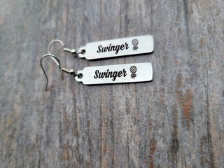 Swinger Earrings for Alternative Lifestyle, Laser Printed, Upside Down Pineapple Earrings for a Swinger / Stainless Steel Charm