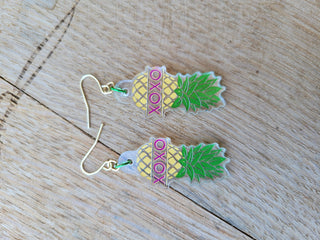 Upside Down Pineapple Earrings, Swinger Pineapple Earrings, Swinger Love XOXO Earrings, Pineapple Swinger Earrings, Alternative Lifestyle