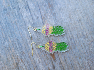 Upside Down Pineapple Earrings, Swinger Pineapple Earrings, Swinger Love XOXO Earrings, Pineapple Swinger Earrings, Alternative Lifestyle