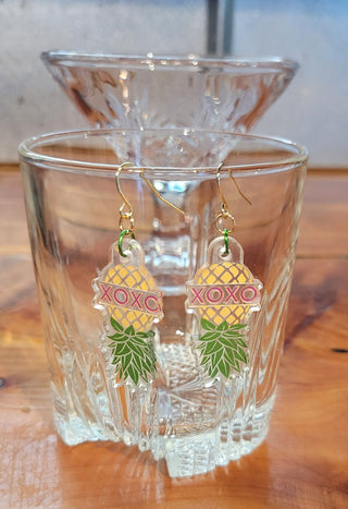 Upside Down Pineapple Earrings, Swinger Pineapple Earrings, Swinger Love XOXO Earrings, Pineapple Swinger Earrings, Alternative Lifestyle