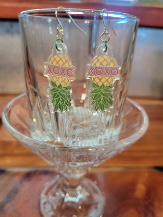 Upside Down Pineapple Earrings, Swinger Pineapple Earrings, Swinger Love XOXO Earrings, Pineapple Swinger Earrings, Alternative Lifestyle