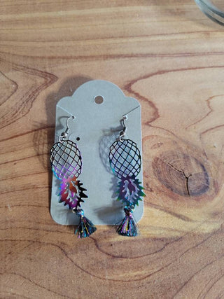 Swinger Upside Down Pineapple Earrings, Alternative Lifestyle Earrings, Holographic Pineapple Earrings with a Tassel, Video Available