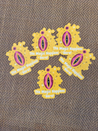 The Magic Happens Here Sticker, Femal Anatomy Sticker, Sticker, Threesome Sticker, Female Sexual Sticker, Orgasm Sticker