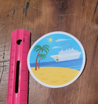 Cruise Boat Sticker with Upside Down Pineapple / Swinger Pineapple Sticker for Tumbler / Cruise Door Sticker / Cruise Party Decor