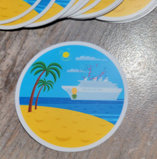 Cruise Boat Sticker with Upside Down Pineapple / Swinger Pineapple Sticker for Tumbler / Cruise Door Sticker / Cruise Party Decor