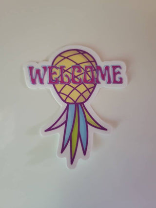 Upside Down Pineapple Decor, Lifestyle Sticker, Pineapple Welcome Sticker, Door Sticker, Hostess Gift, House Party Gift Sticker
