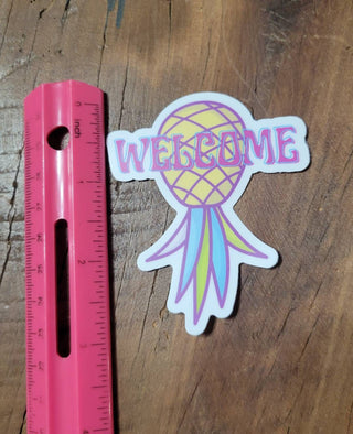 Upside Down Pineapple Decor, Lifestyle Sticker, Pineapple Welcome Sticker, Door Sticker, Hostess Gift, House Party Gift Sticker