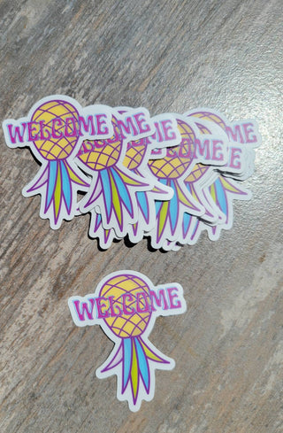Upside Down Pineapple Decor, Lifestyle Sticker, Pineapple Welcome Sticker, Door Sticker, Hostess Gift, House Party Gift Sticker