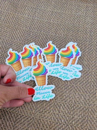 LGBTQ Rainbow Ice Cream Sticker, Allow Flavor in Life Pride Sticker for Tumblers, Cups, or Mugs, Rainbow Pride Sticker for an Event