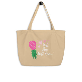 Large organic Pineapple tote bag, Upside-down Pineapple bag, Swinger Party Bag, Lifestyle Tote