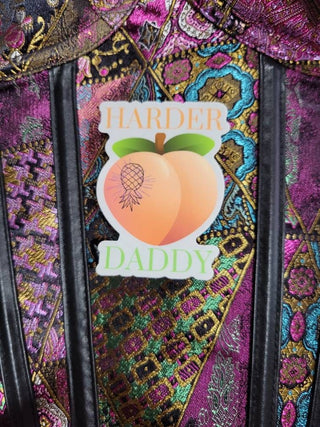 Harder Daddy Sticker for the BDSM Lifestyle, Upside Down Pineapple Sticker, Tumbler Pineapple Sticker, Peach Sticker, Bachelorette Gift