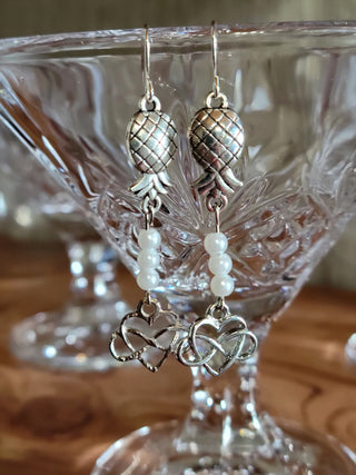 Infinity Upside Down Pineapple Earrings, love is love earrings, Swinger lifestyle earrings, threesome jewelry, poly earrings