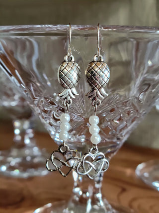 Infinity Upside Down Pineapple Earrings, love is love earrings, Swinger lifestyle earrings, threesome jewelry, poly earrings