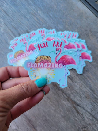 Flamingo Sticker, You are Flamazing Sticker, Upside Down Pineapple Sticker, Flamingos & Pineapples, Swinger Tumbler Sticker, Amazing Sticker