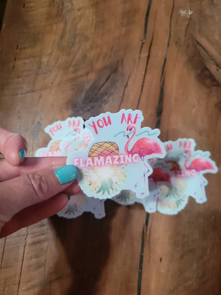 Flamingo Sticker, You are Flamazing Sticker, Upside Down Pineapple Sticker, Flamingos & Pineapples, Swinger Tumbler Sticker, Amazing Sticker
