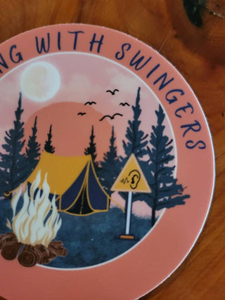 Swinger Camping Sticker / Upside down pineapple / Pineapple in the moon sticker / Loud noise sticker / Camping with Swingers sticker