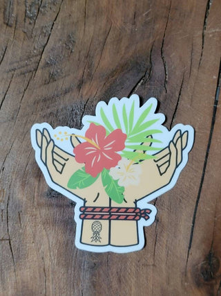 BDSM Bondage with Hibiscus Flower Sticker, Upside-Down Pineapple on the Wrist, Swinger Lifestyle, Alternative Lifestyle