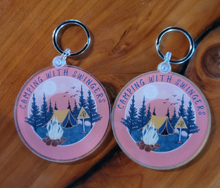 Swingers Camping keychain / Tent or Camper Decor / Upside down pineapple / Swinger lifestyle keychain / Acrylic keychain / Lifestyle