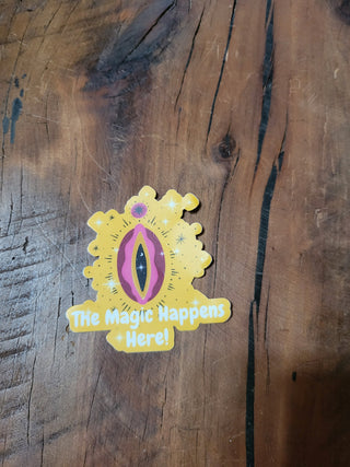 The Magic Happens Here Sticker, Femal Anatomy Sticker, Sticker, Threesome Sticker, Female Sexual Sticker, Orgasm Sticker