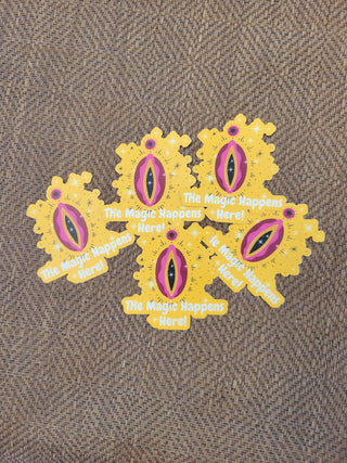 The Magic Happens Here Sticker, Femal Anatomy Sticker, Sticker, Threesome Sticker, Female Sexual Sticker, Orgasm Sticker