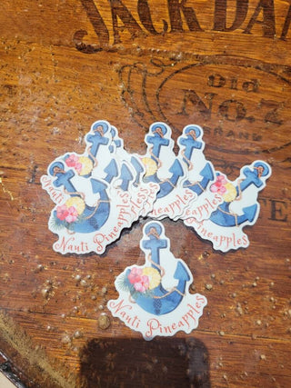 Nauti Pineapples Sticker, Upside down pineapple anchor sticker, Lifestyle Sticker, Boating sticker with an Upside Down Pineapple, Swinger