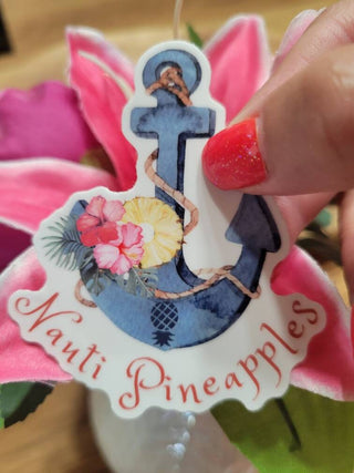 Nauti Pineapples Sticker, Upside down pineapple anchor sticker, Lifestyle Sticker, Boating sticker with an Upside Down Pineapple, Swinger