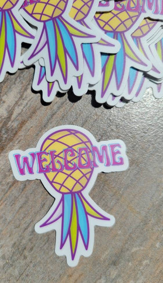 Upside Down Pineapple Decor, Lifestyle Sticker, Pineapple Welcome Sticker, Door Sticker, Hostess Gift, House Party Gift Sticker